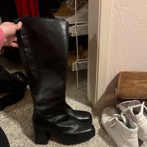 Black faux Leather boots
